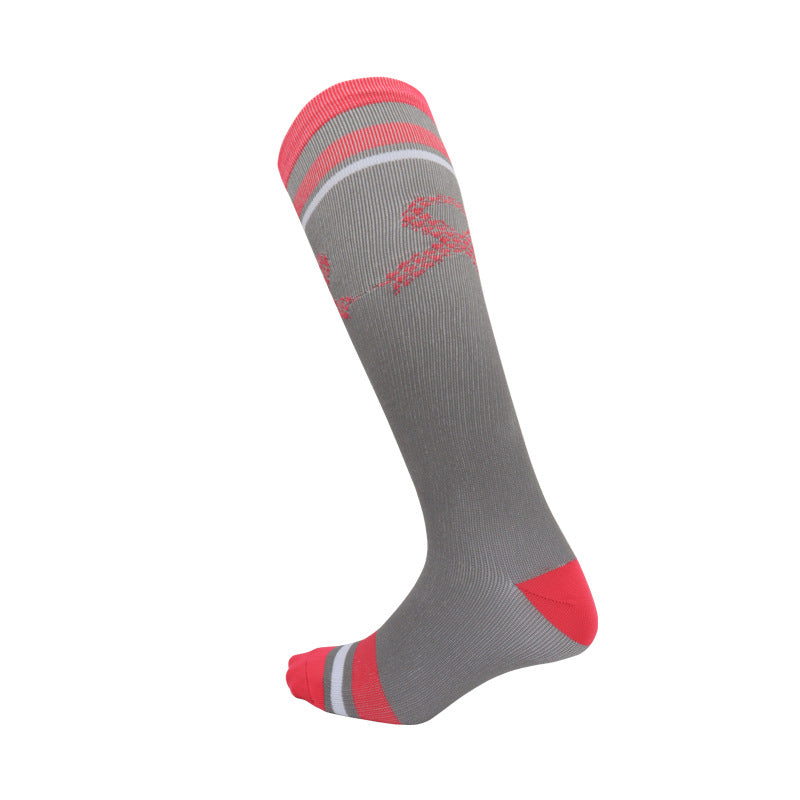 Wholesale Valentine's Day ribbon jacquard calf women's socks compression stockings sports running yoga pressure socks
